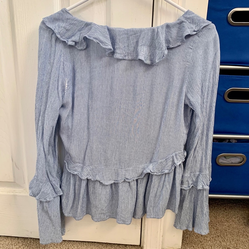 American Eagle Striped Ruffle Top - Picture 3 of 5